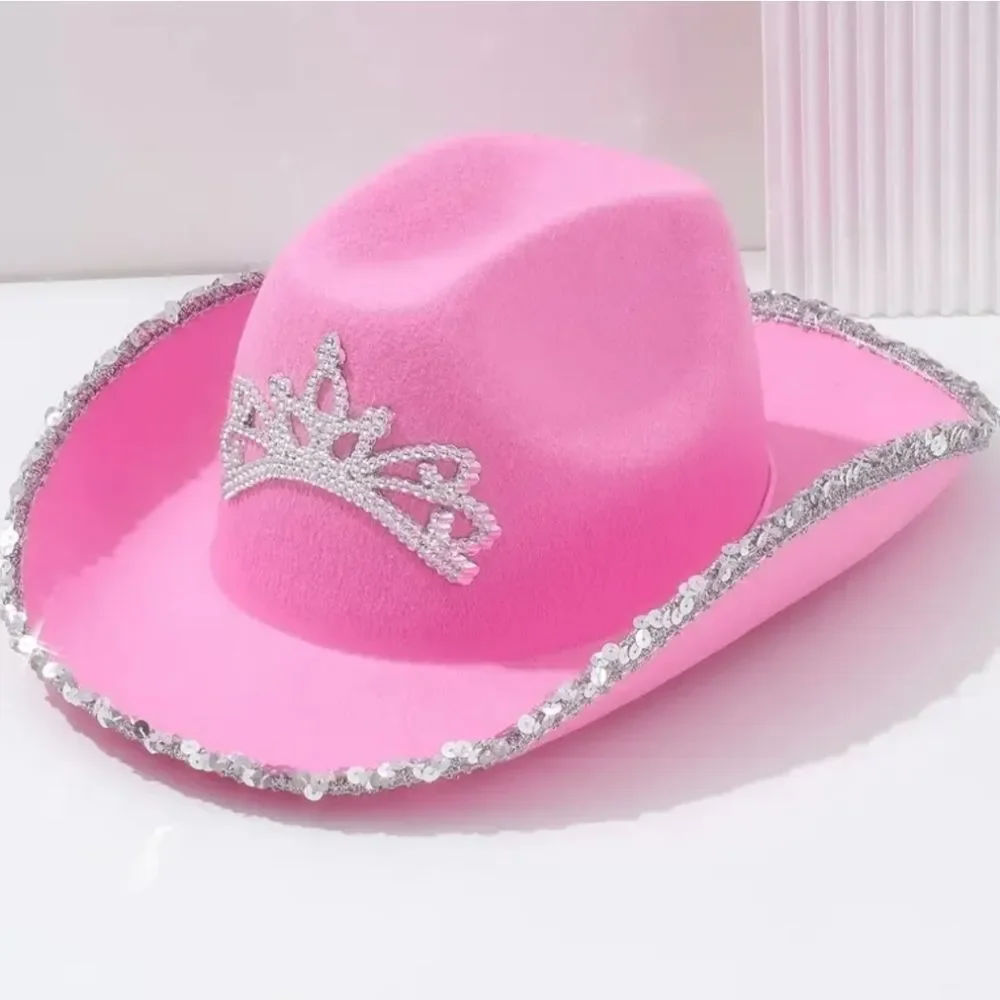 Ladies Western Pink Rhinestone Cowgirl Hat